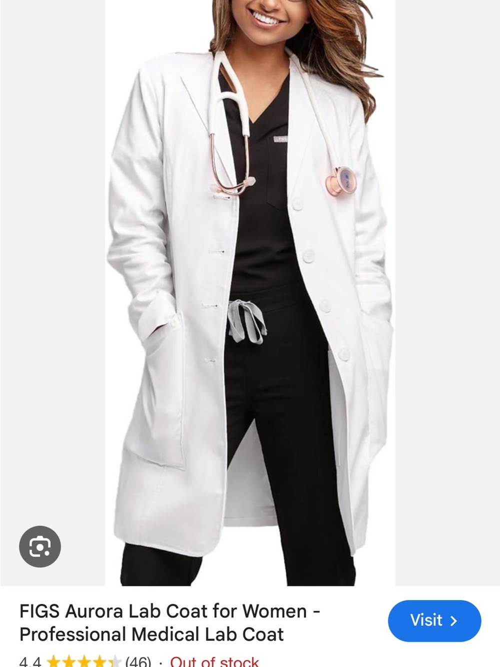 FIGS White Women's Lab Coat Trench Style